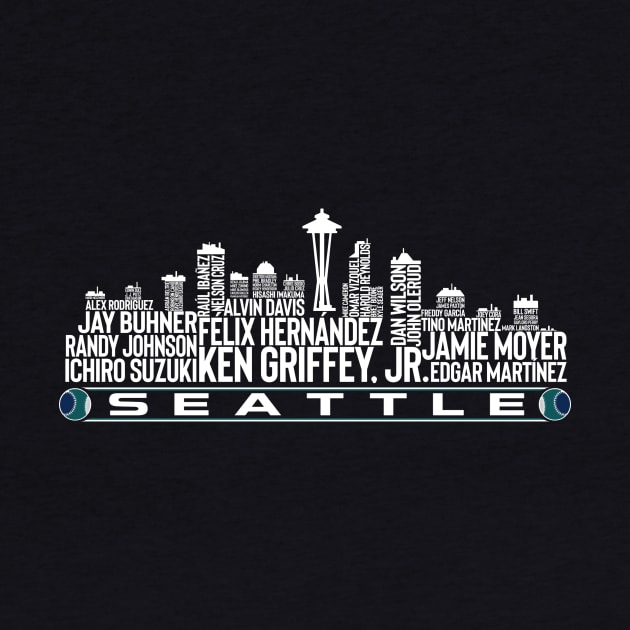 Seattle Baseball Team All Time Legends Seattle City Skyline by Baswan D'apparel Ish